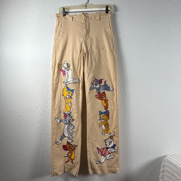 Omighty Pants - Omighty Womens Tom & Gerry Pants Size Medium Khaki Straight Leg Mid-Rise Pockets